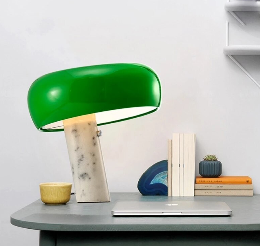 Green & White : Snoopy Lamp : Marble Base